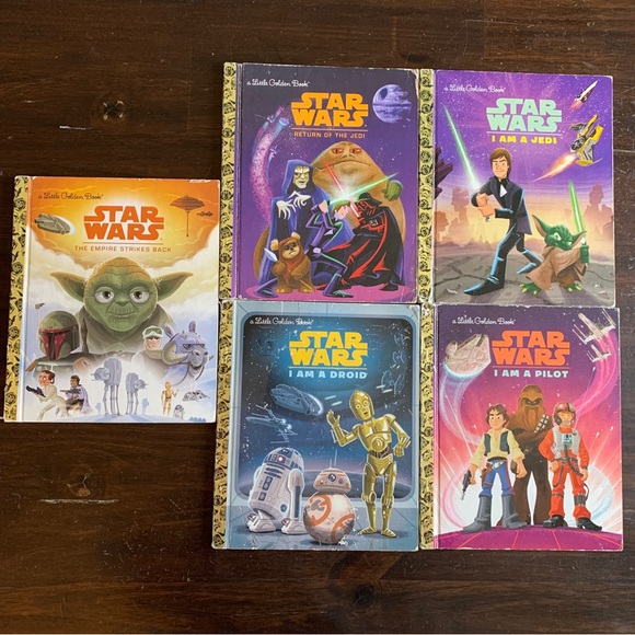 Star Wars Little Golden Book Set of 5 Stories Droid Jedi Yoda Gift Present - Picture 1 of 11